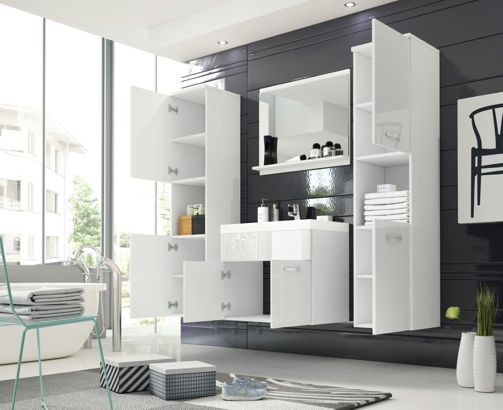 Minio, Badezimmer, Badmöbel, 4-Teilig Set "MONAL", mit Produktbild 