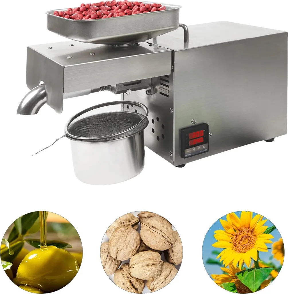 Presse à Huile Électrique 220V 610W en Inox 304 pour Graines et Noix
