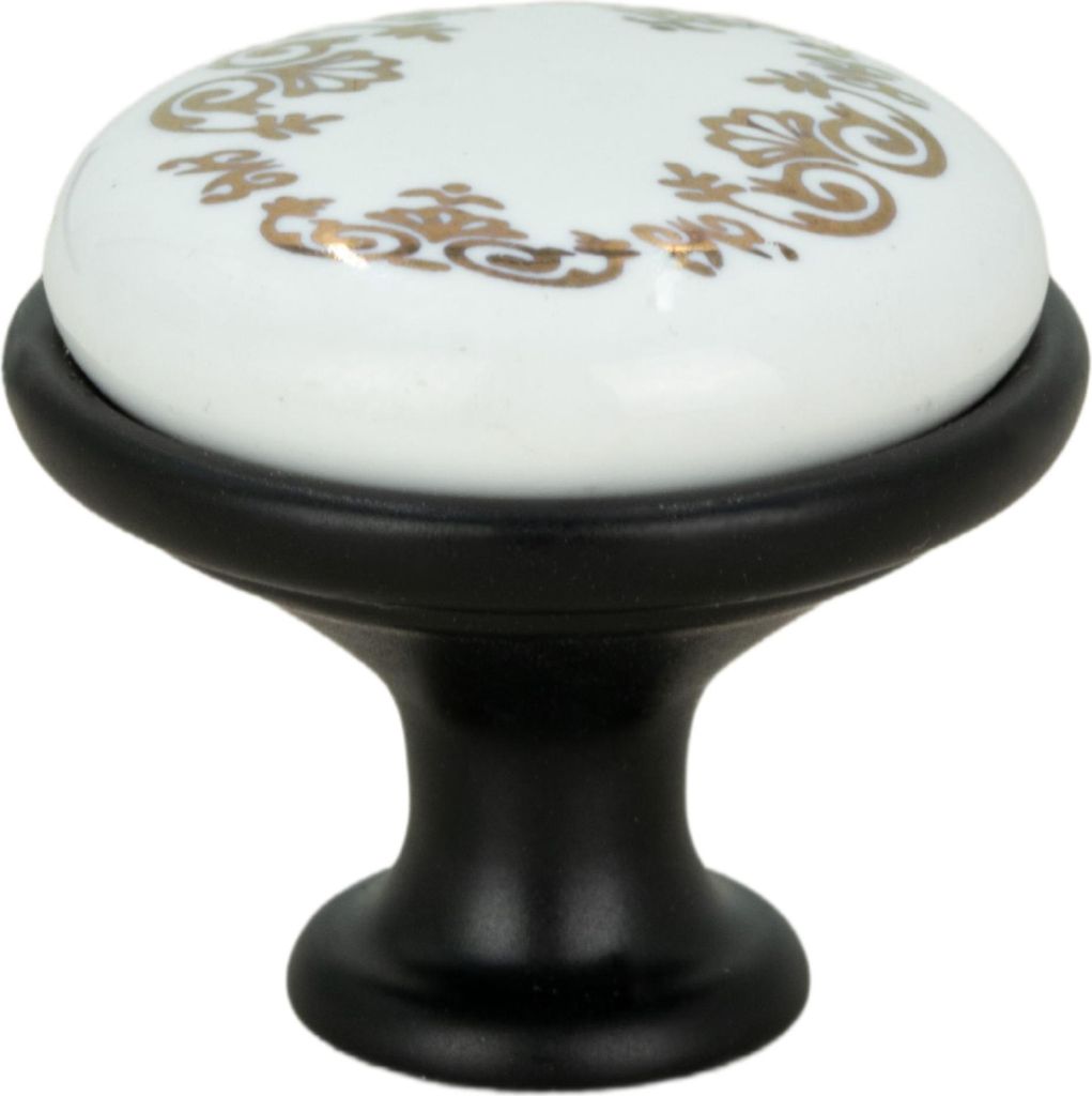 Retro Schwarze Keramik Möbelknopf mit mattem Finish – Produktbild 