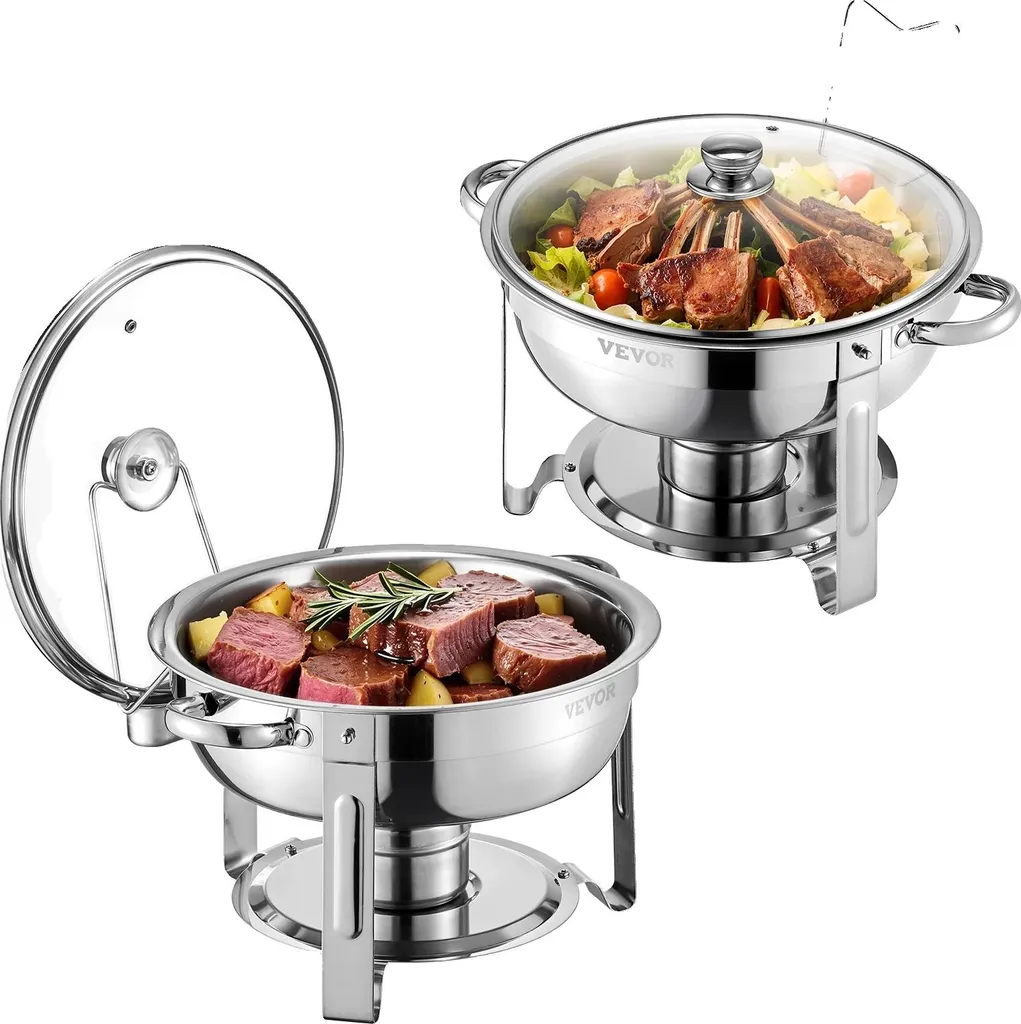 Chafing Dish 5L pour Réception et Mariage - Lot de 2 avec Support