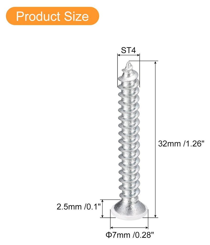 ST4x32mm 100Stk Wei?e Schrauben Senkkopf Holz Selbstschneidend Schrauben Flach Kopf Kreuzschlitz Holzschrauben fš¹r Holzarbeiten