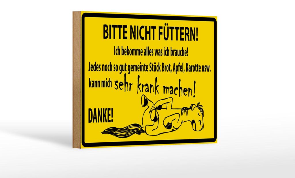 Holzschild Warnschild 18x12cm Bitte Nicht Füttern (Pferd)