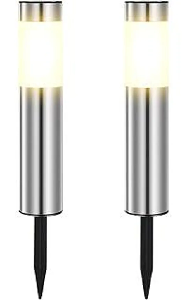 Set 2 Lampade Solari LED Giardino IP65 | Acciaio Inox Antiruggine