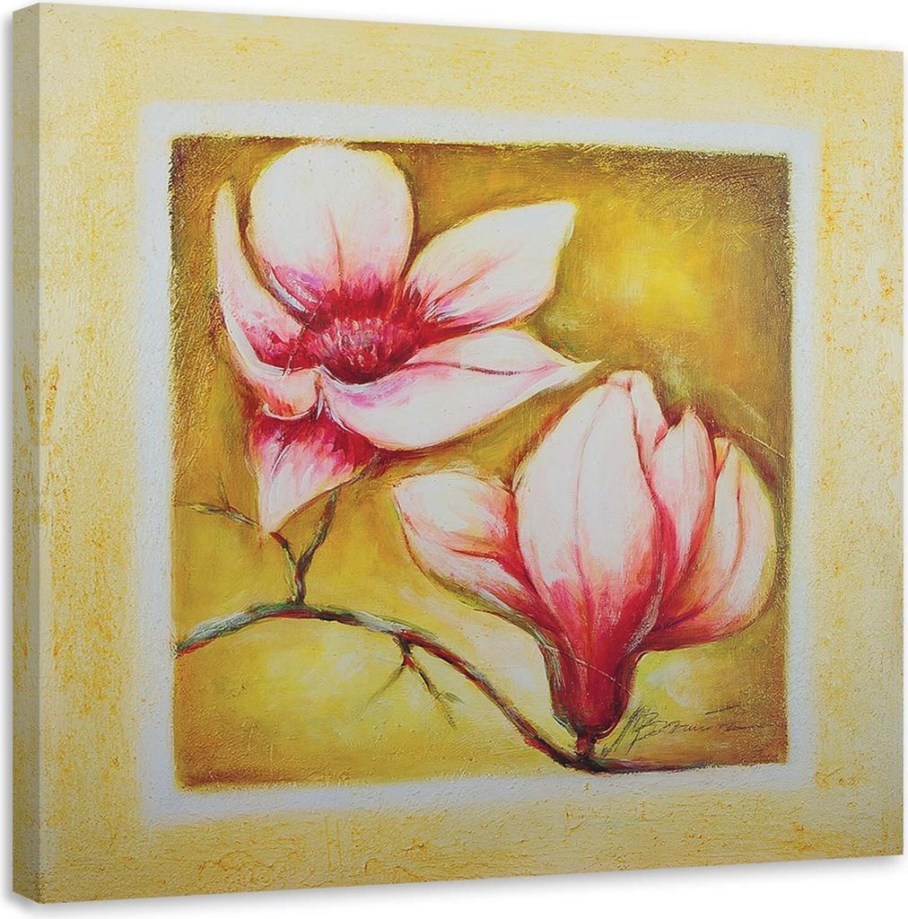 Leinwandbild zwei kirschbaumblüten 30x30 cm Feeby gelb wandbild bereit zum aufhängen