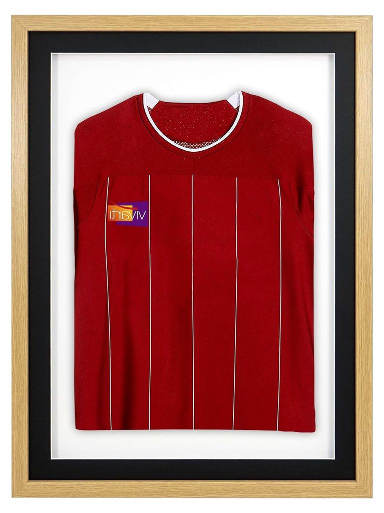 DIY Junior 3D Bilderrahmen für Sport-Shirts, 50 x 70 cm, Eichenrahmen mit schwarzem Passepartout und weißer Rückwand