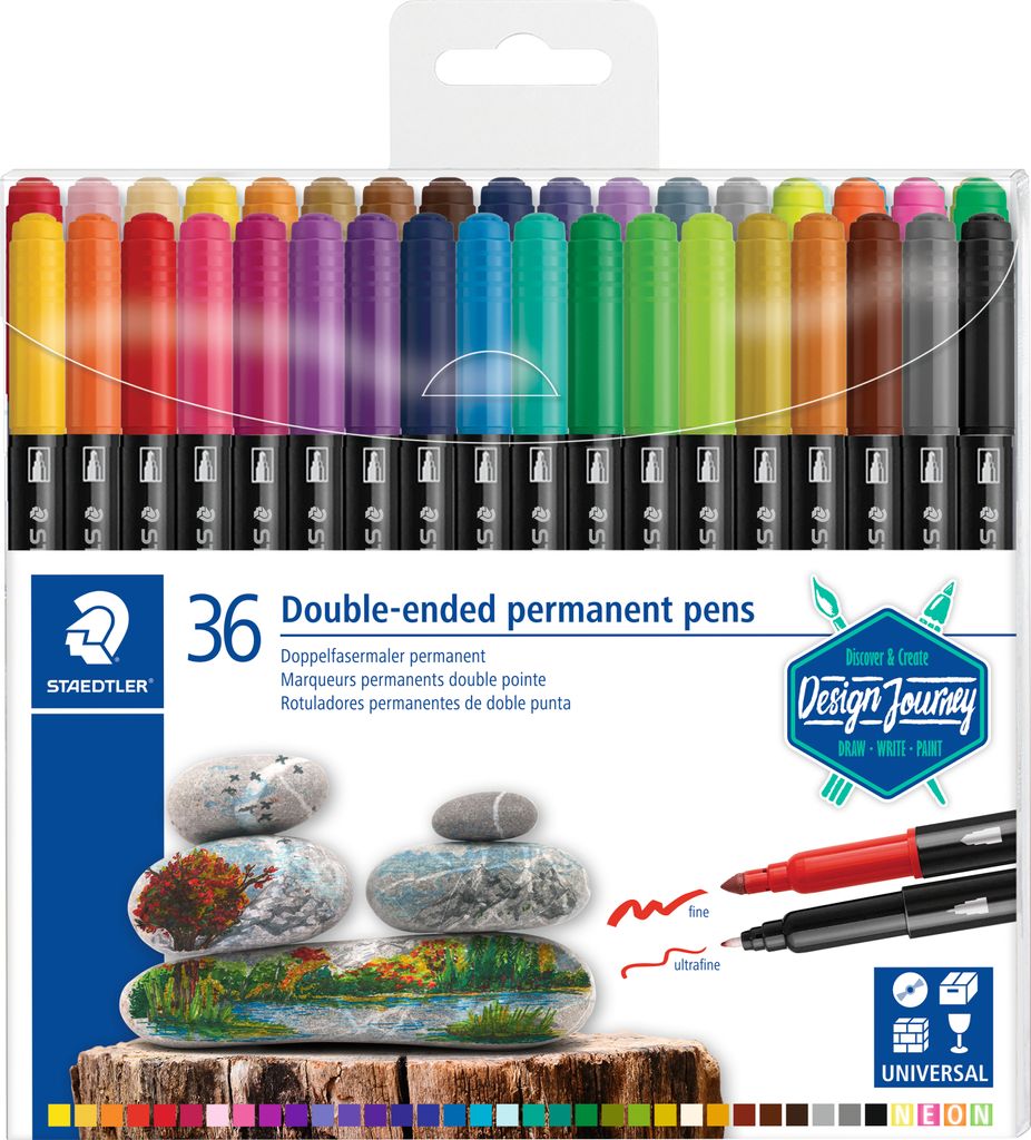 STAEDTLER Fasermaler Doppelspitze permanent 36Stück Produktbild