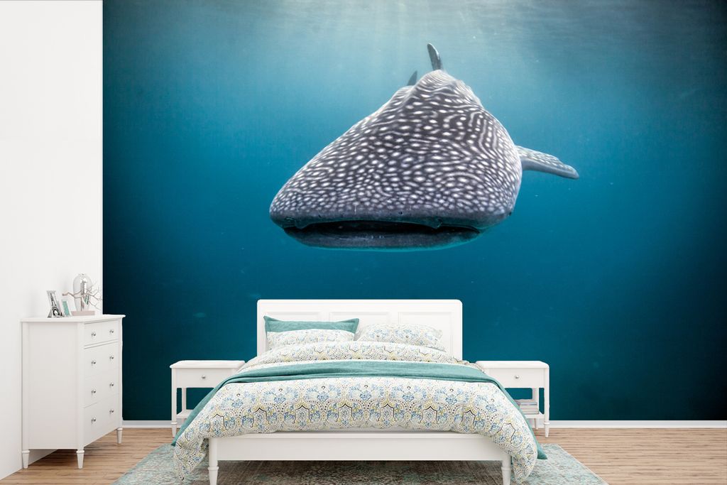 MuchoWow Fototapete für Wohnzimmer oder Schlafzimmer Wandtapete Vinyl Motivtapete Walhai - 420x280 cm - Zimmer für Kinder