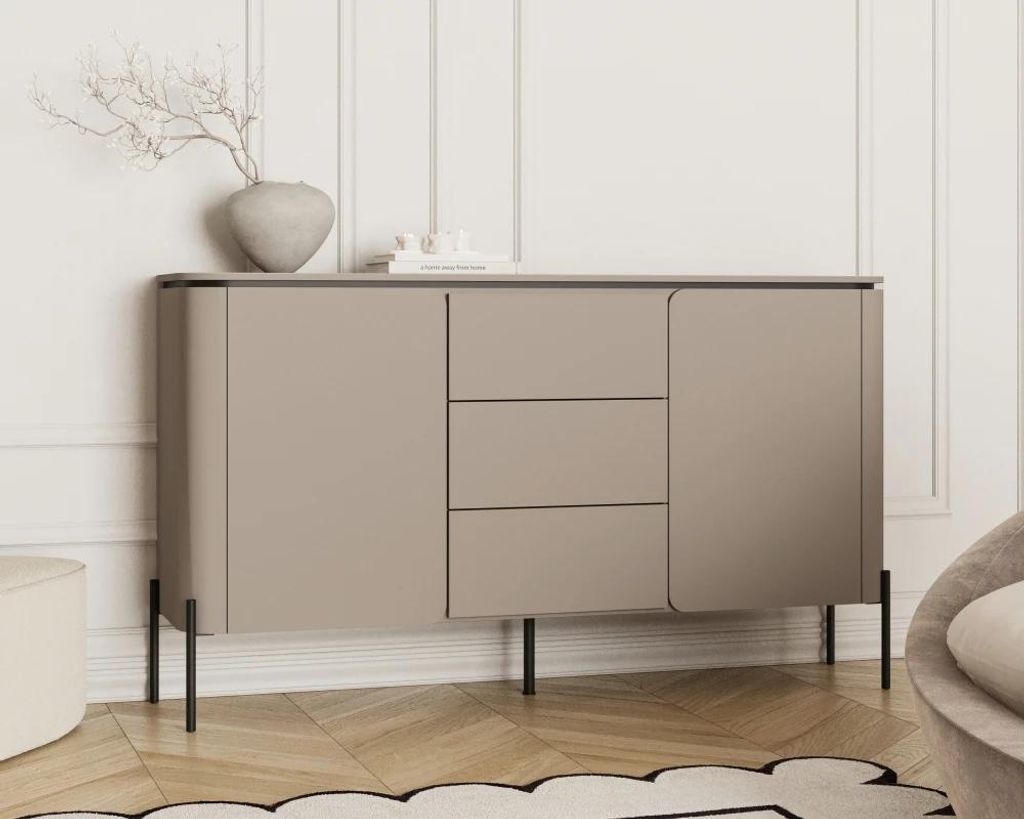 Buffet mit 3 Schubladen und 2 Türen, Taupe, 162.6cm Produktbild 