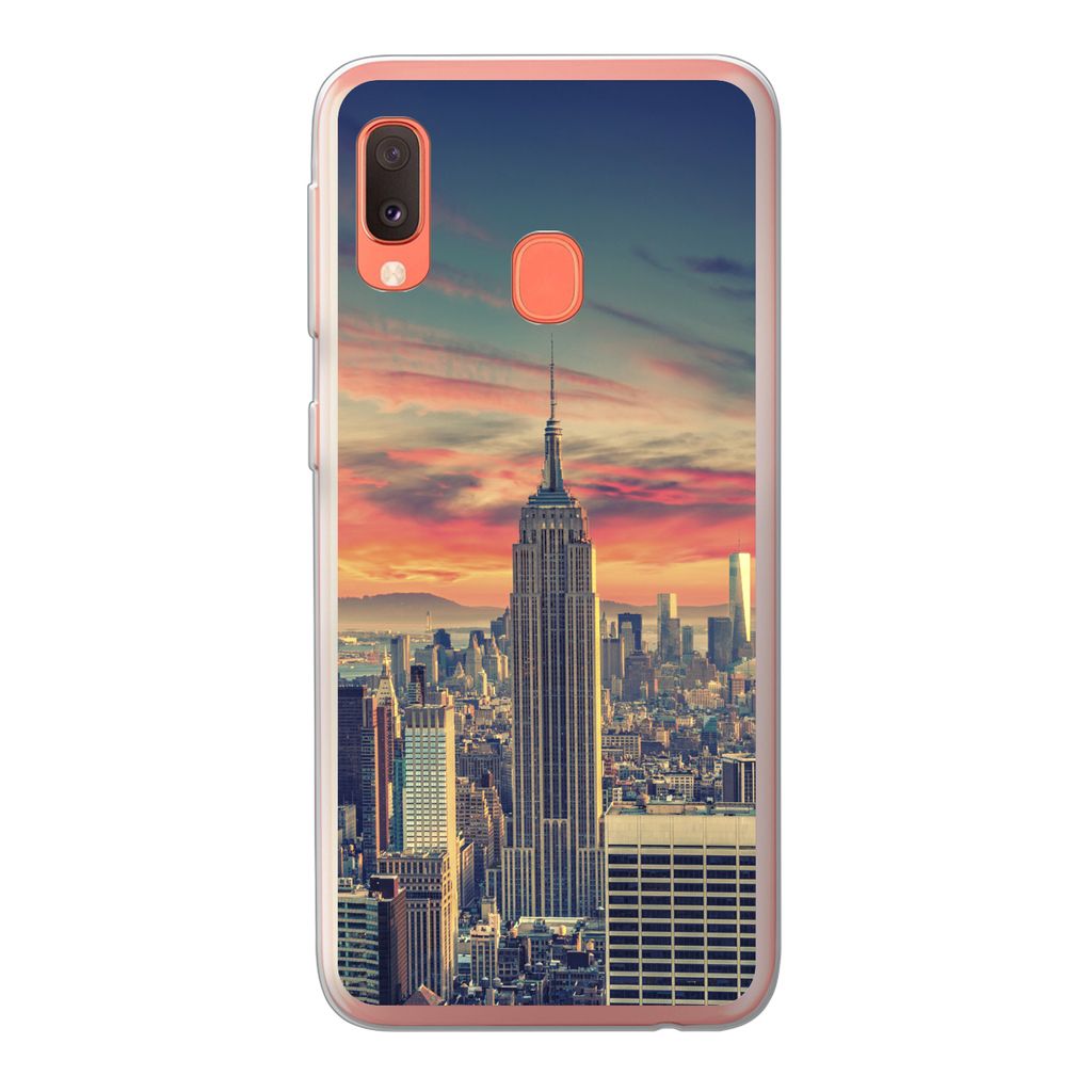 MuchoWow Handyhülle Schutzhülle Hülle für Samsung Galaxy A20e New York - Manhattan - Empire State Building Silikon Softcase Handy Hülle - Ab...
