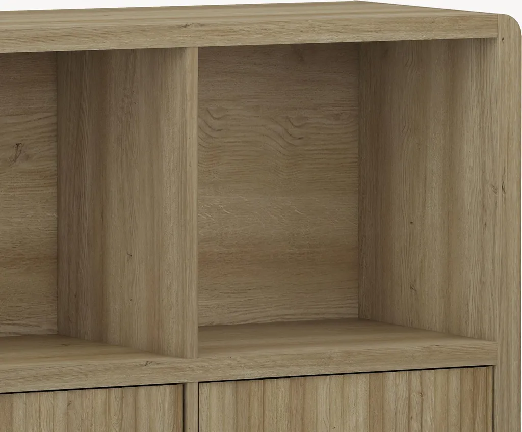 Buffet Lukkodso 6 Compartiments Chêne Rustique, Meuble Faible Profondeur - 11
