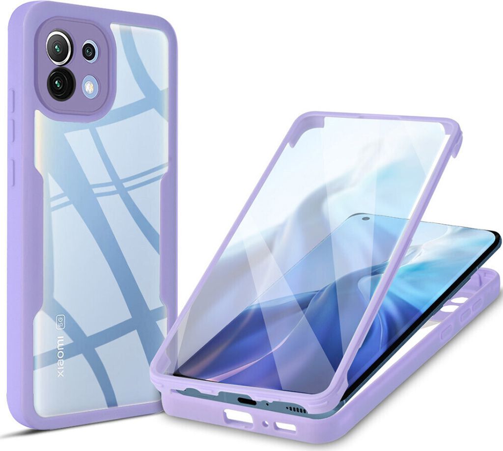 Xiaomi Mi 11 Schutzhülle, Eingebautem Displayschutz 360 Grad Komplettschutz Handyhülle für Xiaomi Mi 11 Lila