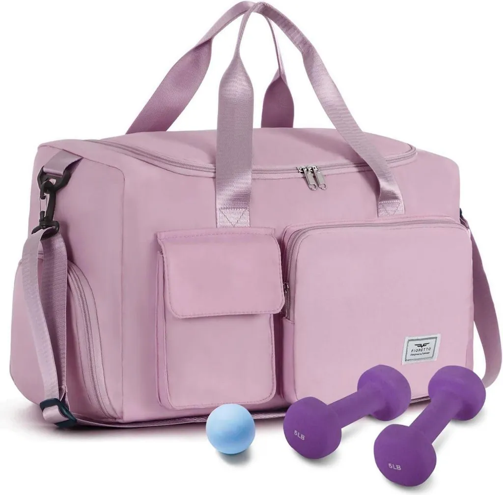 Borsa Sportiva Donna 35L Rosa: Borsone Viaggio con Porta Scarpe e Tasca Wet
