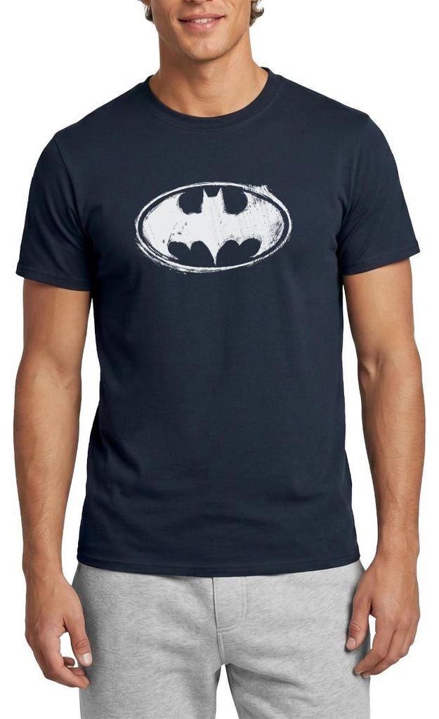 Spreadshirt DC Comics Batman Logo Gezeichnet Männer T-Shirt, M, Navy