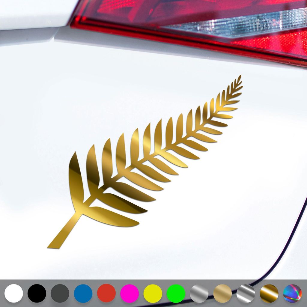 PantherPixel Neuseeland Aufkleber Aotearoa Kiwis Silberfarn Sticker Auto Geschenkidee Farbe Chrom-Gold