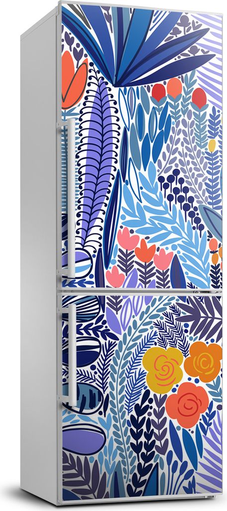 Tulup Kühlschrankdekoration - 70x190 cm - Aufkleber auf dem Kühlschrank - tropische Blumen