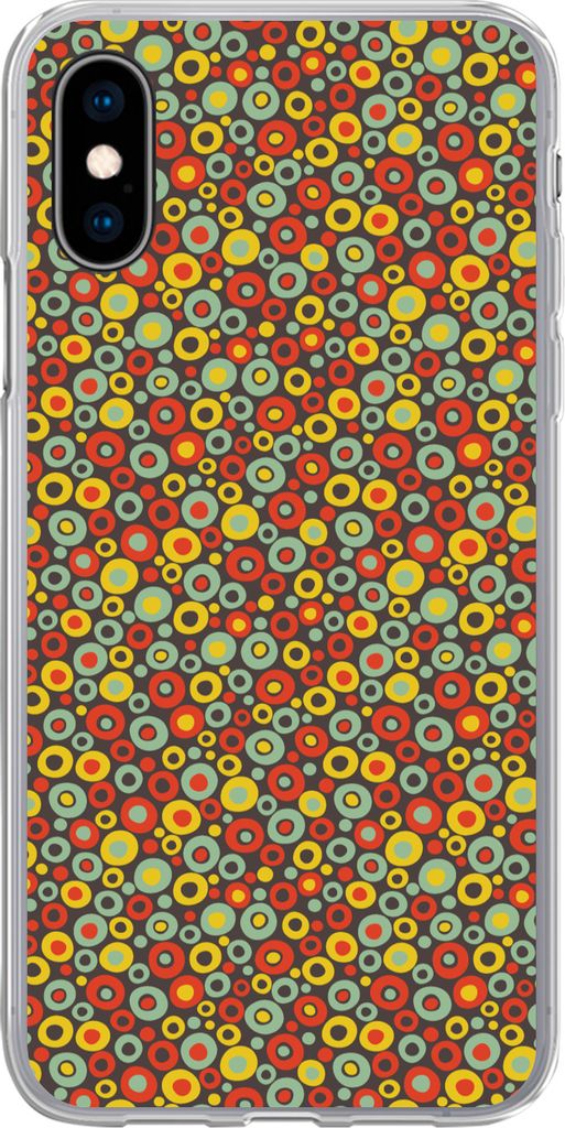 MuchoWow Handyhülle Schutzhülle Hülle für Telefoonhoesje iPhone X Muster - 70er Jahre - Retro - Blase Silikon Softcase Handy Hülle - Handyh...