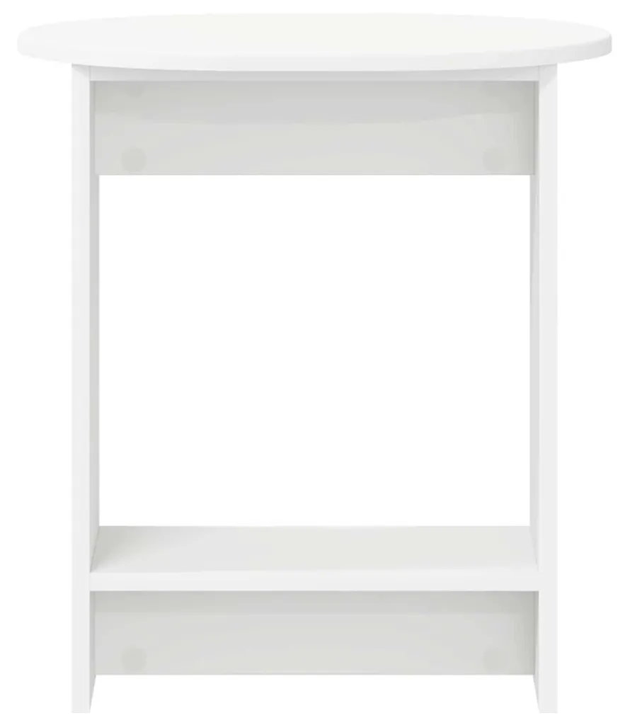 Table d'appoint blanche robuste en aggloméré compact avec étagère basse