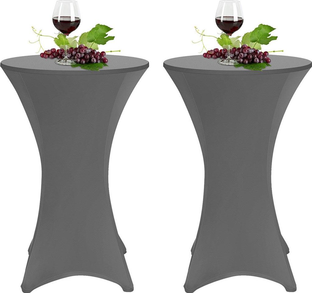 Faziango 2× Stehtischhusse Stretch Grau Ø 70x110 cm – Elastischer Bistrotisch Überzug für Events