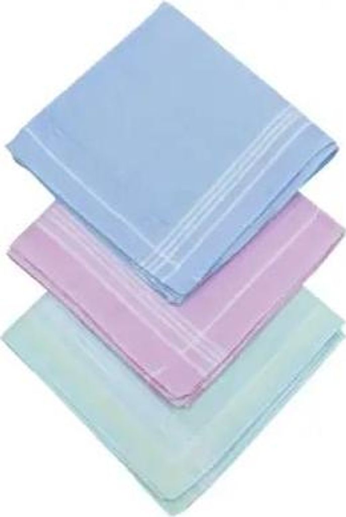 D&L Damen Taschentücher Set - Gestreift - 29x29 cm - 12 Stück - 100% Satin-Baumwolle