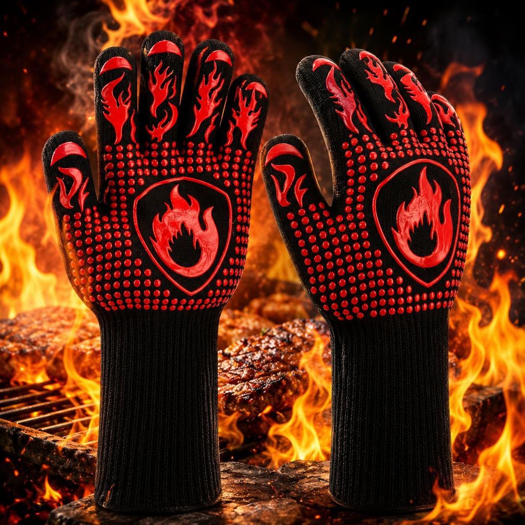 Hitzebeständige Grill- & Ofenhandschuhe für Küche, Backen, Produktbild 
