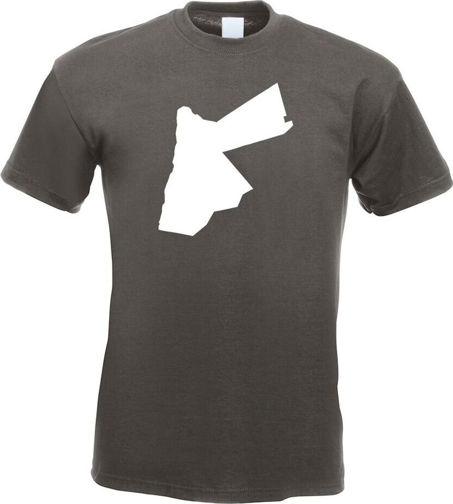 Kiwistar - T-Shirt - Graphit - Jordanien Umriss Kontur Herren Funshirt Bedruckt Design Sprüche Spruch Motive - mit Motiv Bedruckt - Funshirt Desig...