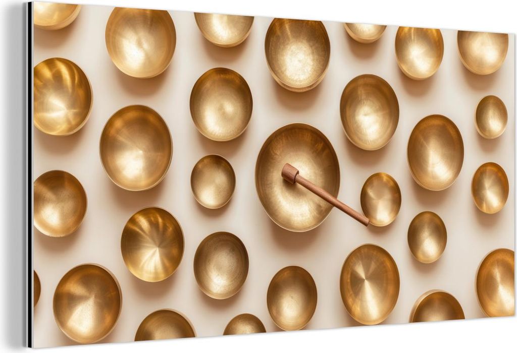MuchoWow Wanddekoration Metall Metallbild Wandkunst 80x40 cm Symmetrisch - Gold - Bronze - Balance MuchoWow Aluminium Gemälde - Wanddekoration - A...