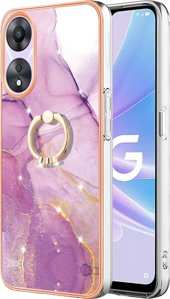 Custodia Protettiva Oppo A78 5G Marmo - Anello Kickstand TPU