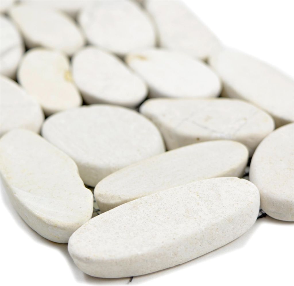 Flusskiesel Bordüre Chenoa Weiß 10x30cm