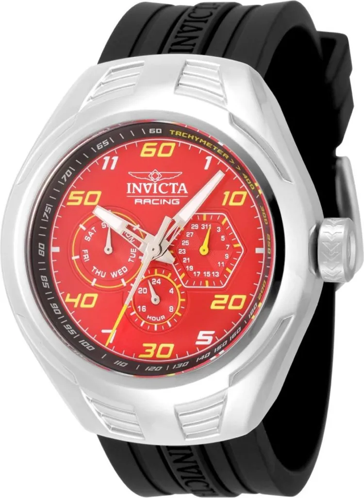 Invicta Racing 47727 Orologio da Uomo - Impermeabile - Analogico - Movimento Quarzo - acciaio inossidabile con quadrante rosso - 46mm
