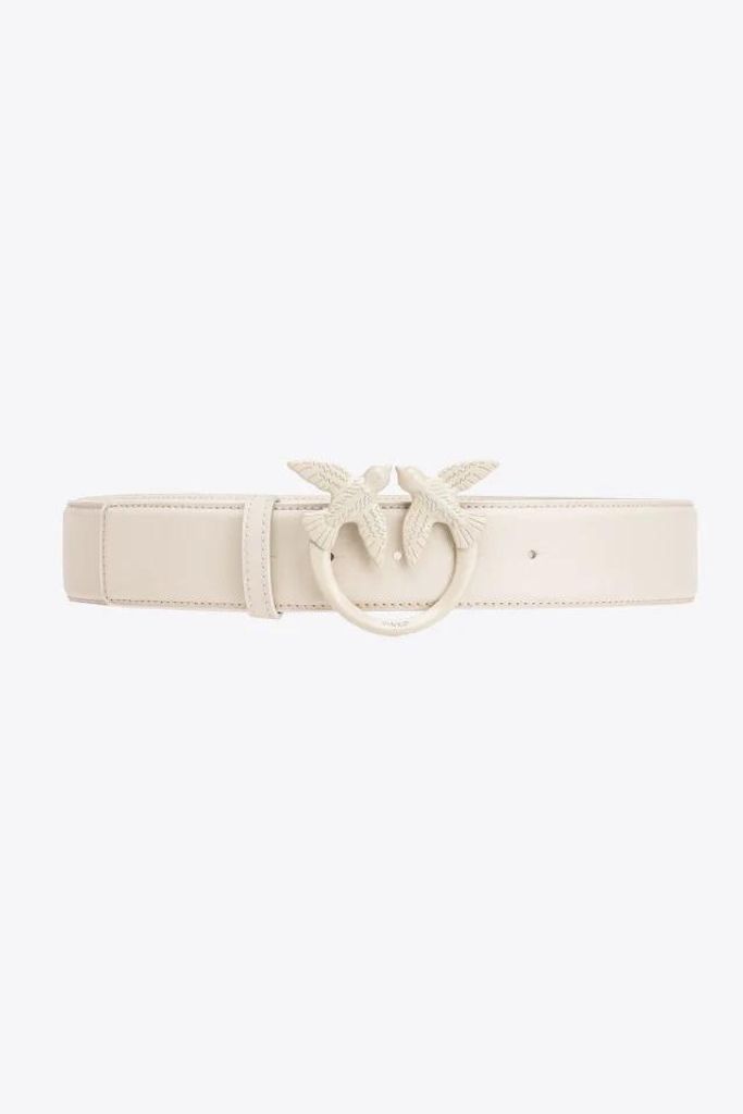Skórzany pasek z klamrą Pinko LOVE BERRY H3 BELT 100125-A1K2 biały (3 cm) 100125A1K2Z14B