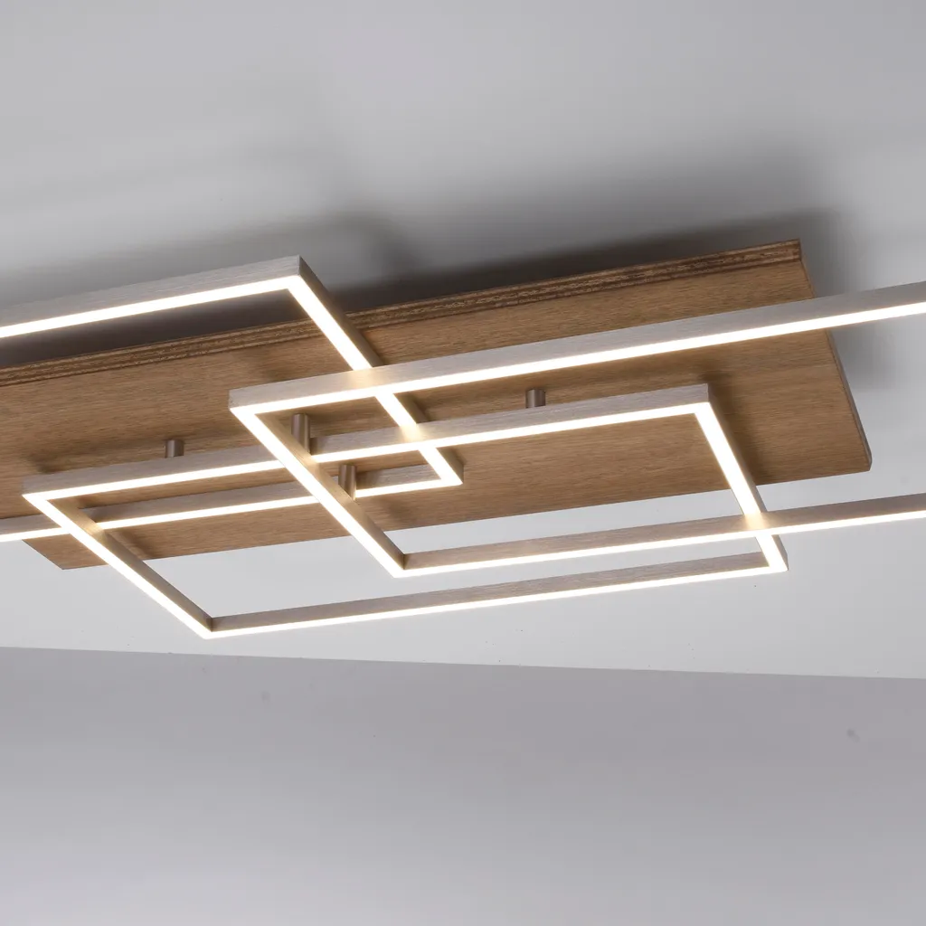 Plafonnier LED intensité variable marron bois composite design 82 x 50 cm - 9