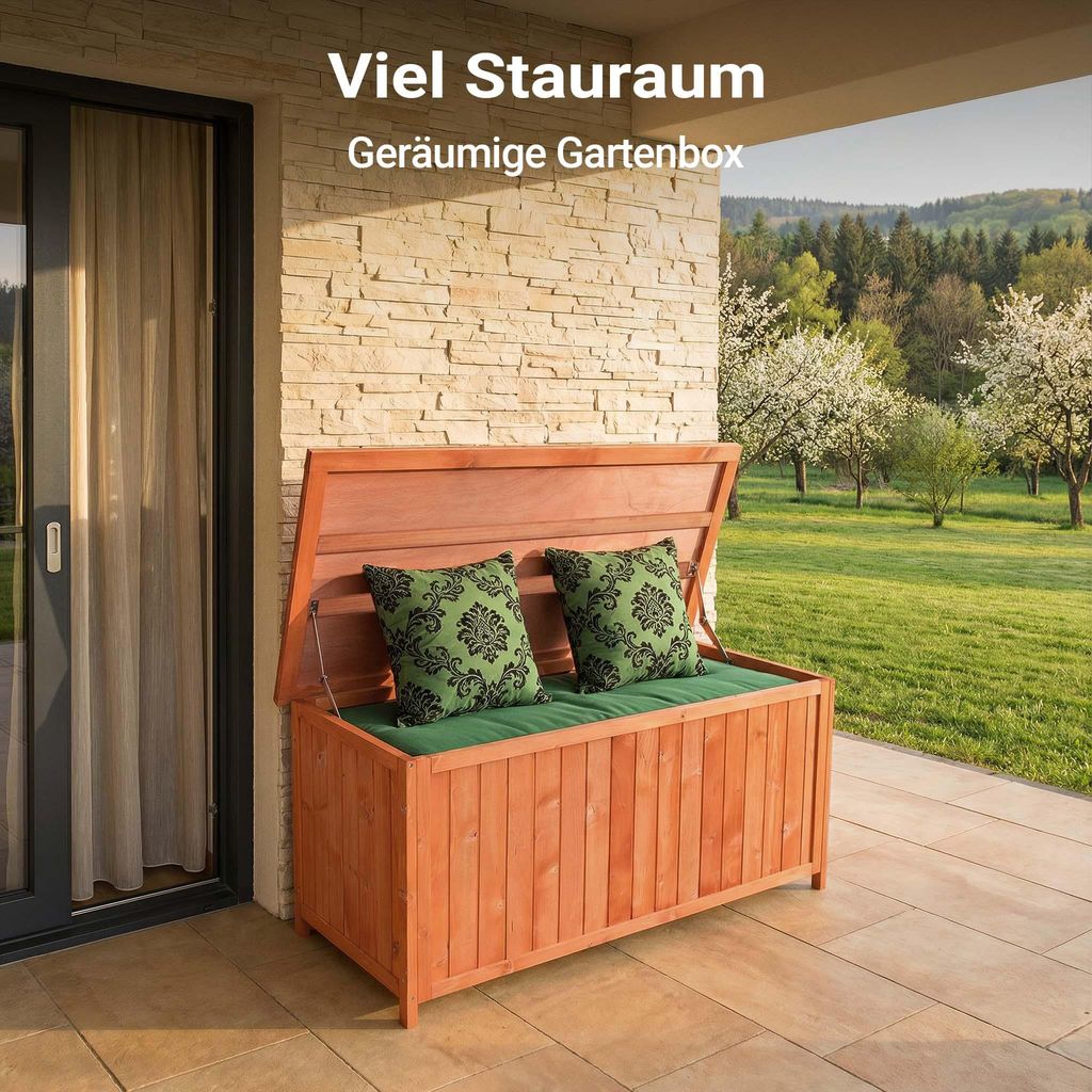 Wiltec Gartenbox aus Holz 127 x 55 x 60 cm Aufbewharungsbox