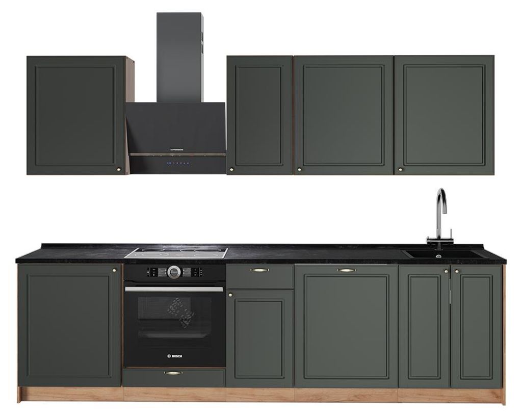 Küchenzeile Vicco Fame-Line Grün-Gold Landhaus/Goldkraft Produktbild 