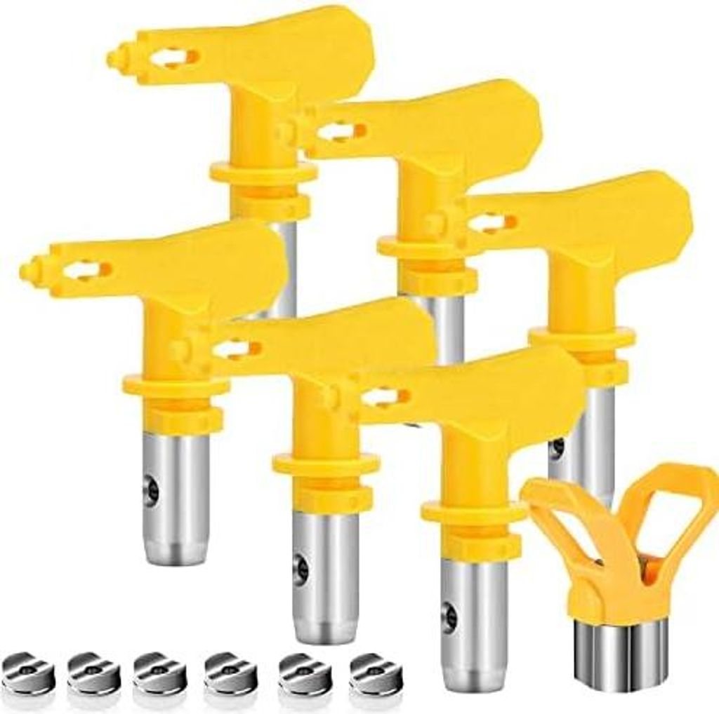 6 Stück Airless Düse mit Spitzendichtung, für Airless Farbsprühsysteme (Typ 515,517,519,521,523,525)