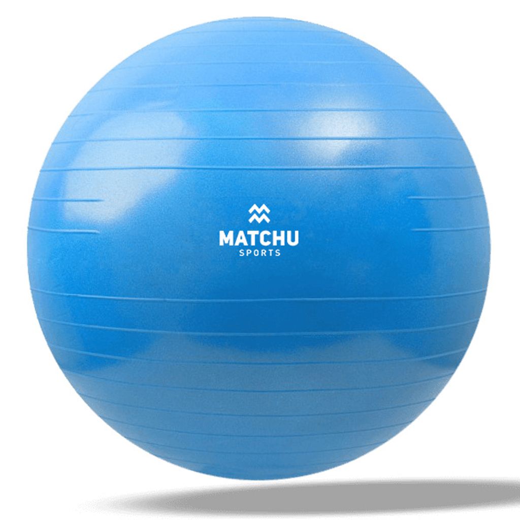 Matchu Sports Gymnastikball (75 cm Blau Anti-Burst) mit Luftpumpe, Sitzball Büro, Yogaball, Fitnesball, Pilatesball, Pezziball, Sport Ball