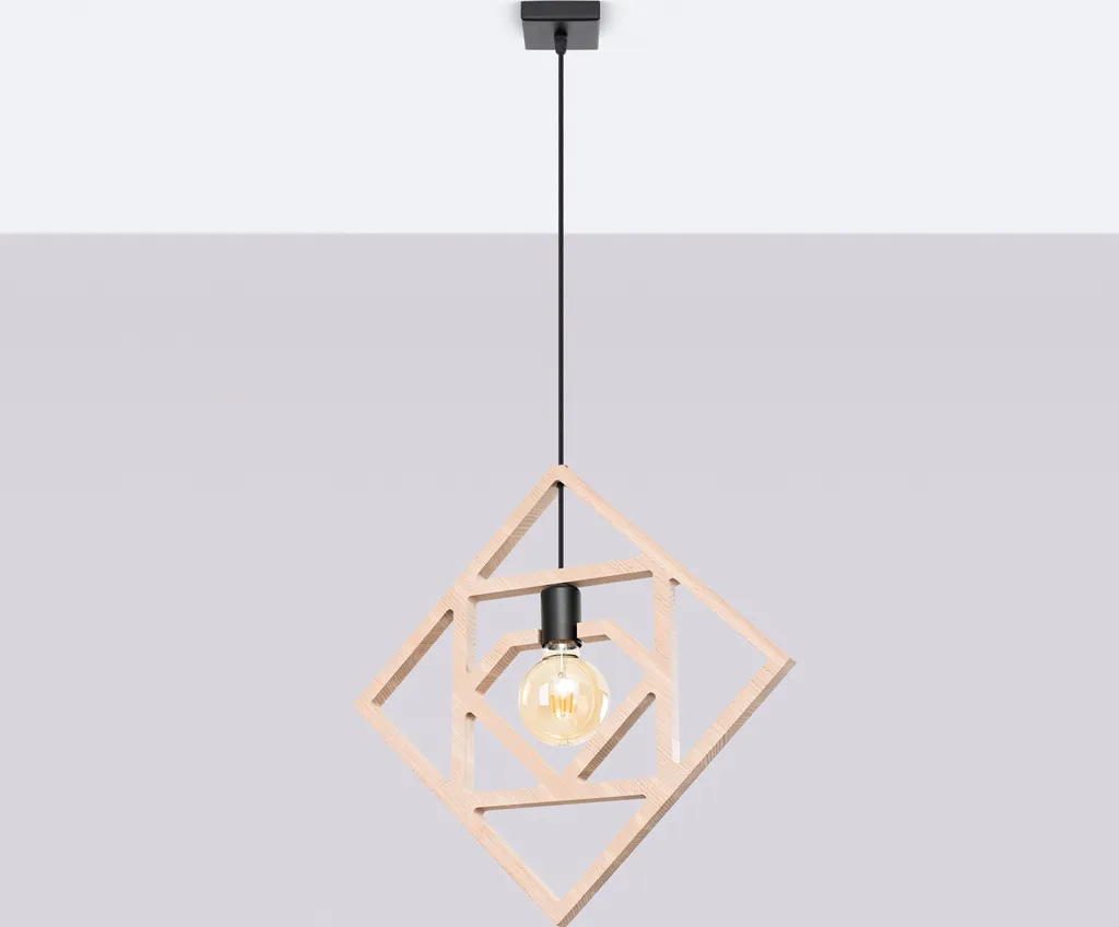 Luminaire bois CARO 145cm format horizontal 15W E27 finition naturelle