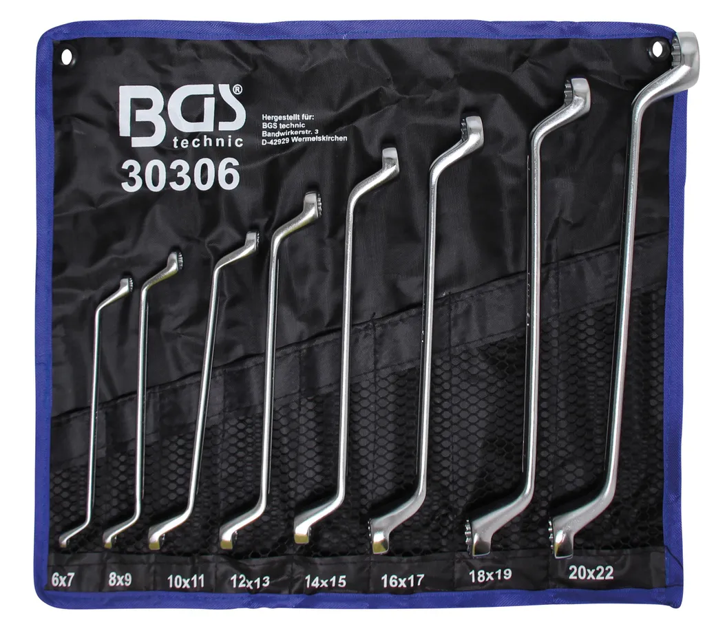 Clés polygonales déportées en acier chrome-vanadium 8 pces BGS 30306 22mm