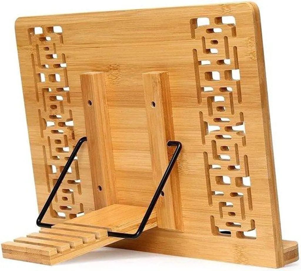 Organisateur de bureau en bois de bambou avec compartiment modulable