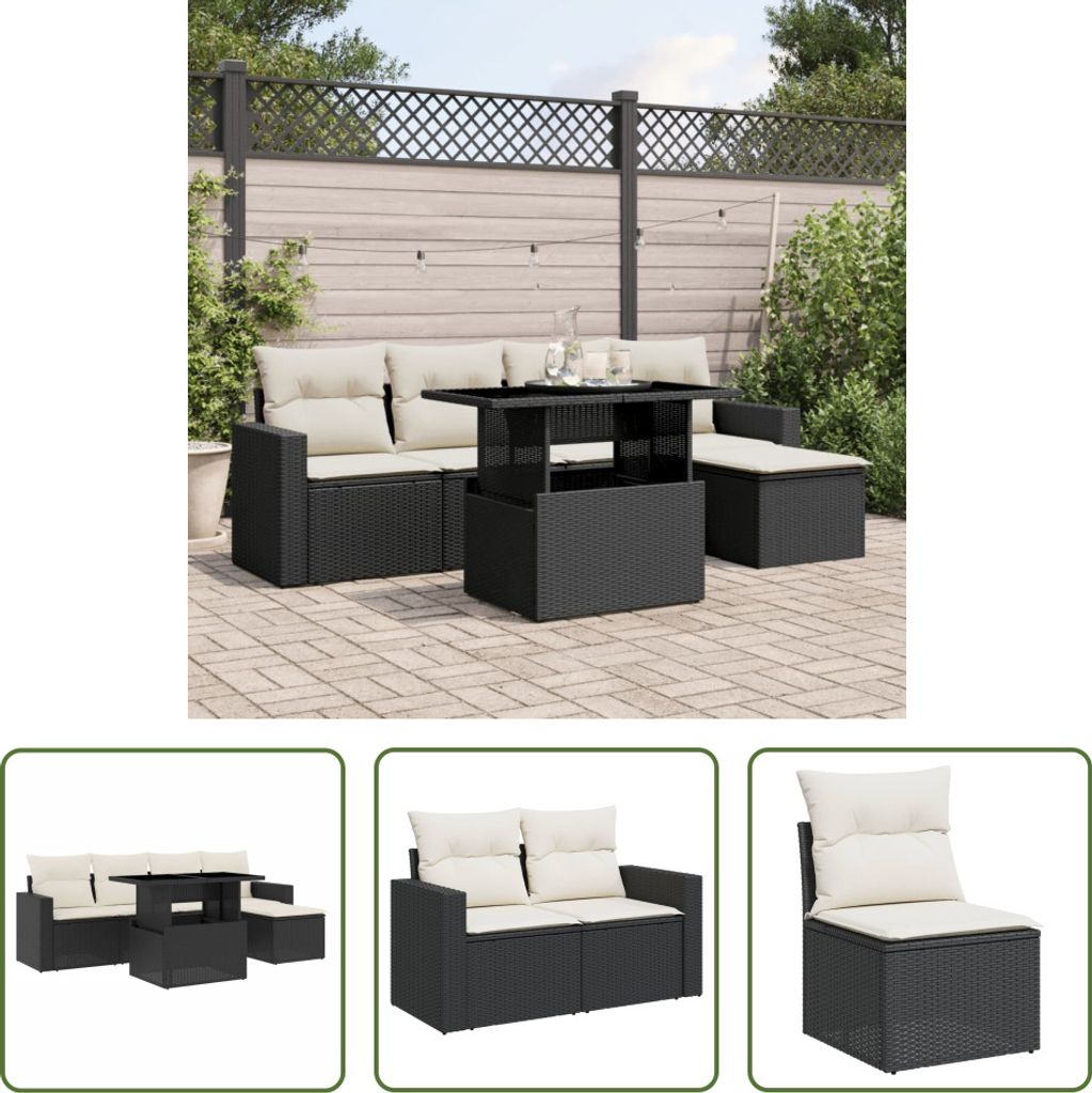 The Living Store 6-tlg. Garten-Sofagarnitur mit Kissen Produktbild 