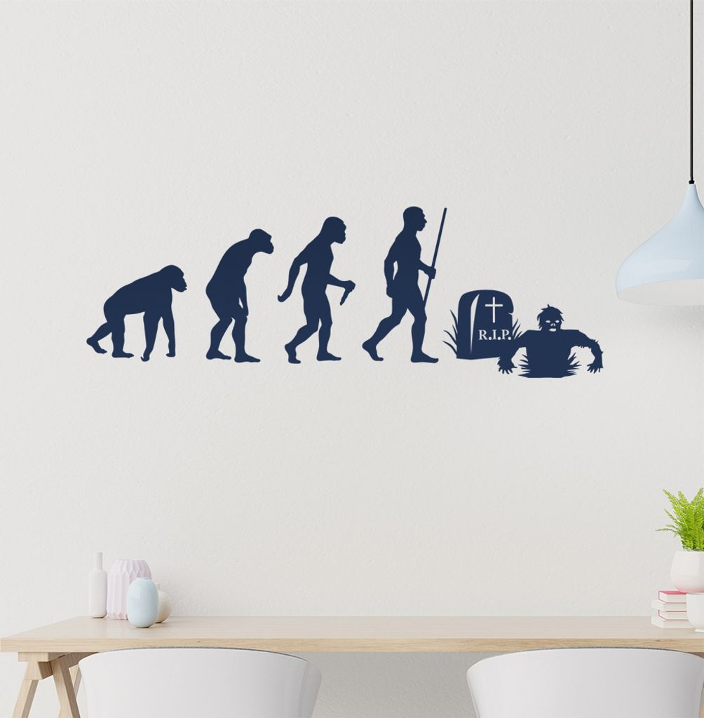 Zombie Untot Evolution Wandtattoo Wandaufkleber Wall Sticker - Dekoration, Küche, Wohnzimmer, Schlafzimmer, Badezimmer