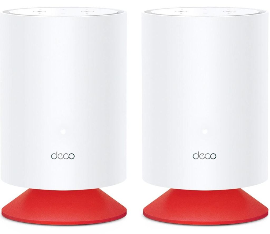 TP-Link Deco Voice X20 (2er-Pack) Wi-Fi 6 Mesh-System, Dual-Band, Gigabit, AX1800, mit integriertem Smart Speaker, Beamforming, MU-MIMO, OFDMA, Ech...
