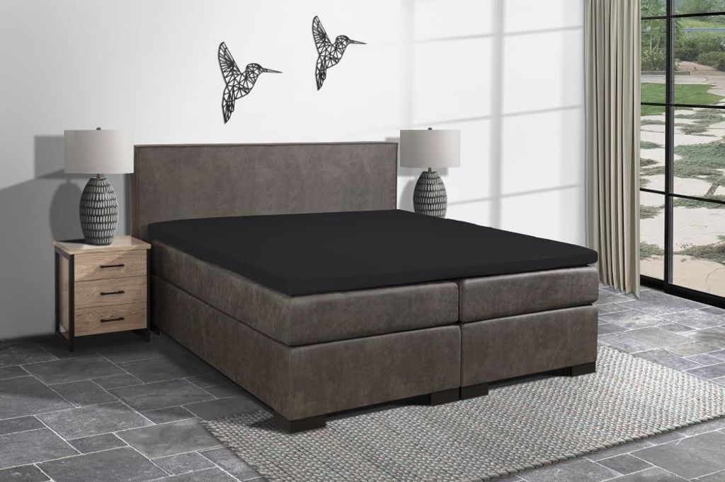 Mr.Sandman Elasthan Classic Topper Spannbetttuch Granit 180x200-210cm 220g/m²