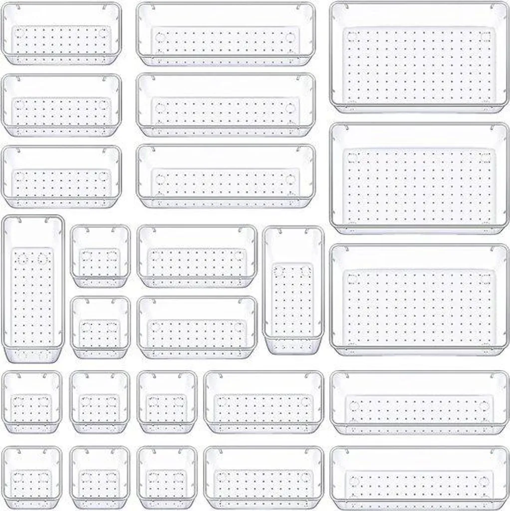 Organiseur de maquillage transparent 25 cases pour tiroirs et meubles