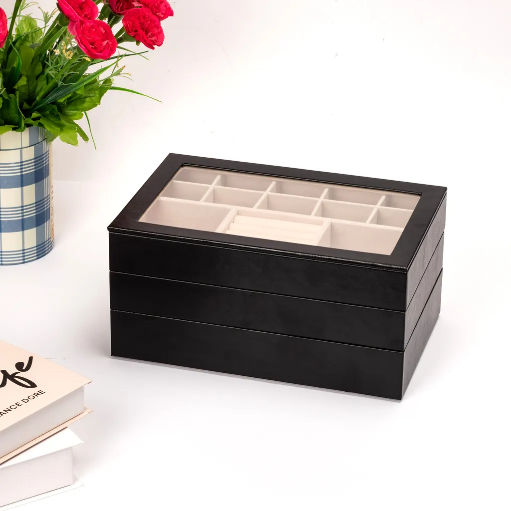 ADEL DREAM Plateau à bijoux empilable et modulable pour tiroir - 3 gris