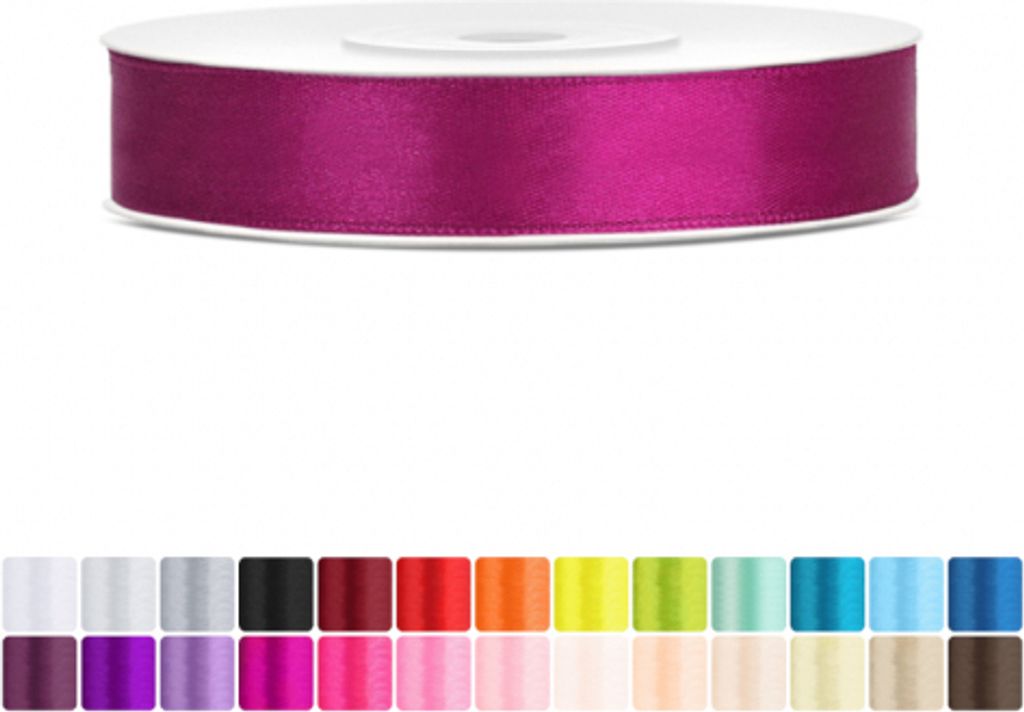 Satinband 12mm Fuchsia - 25 Meter Rolle Geschenk- & Schleifenband