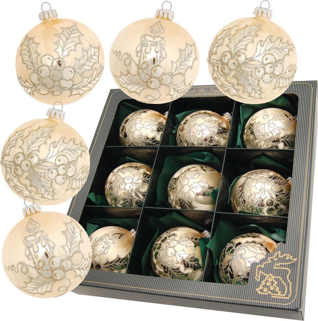 Krebs Glas Lauscha 9er Set Weihnachtskugeln - Produktbild 