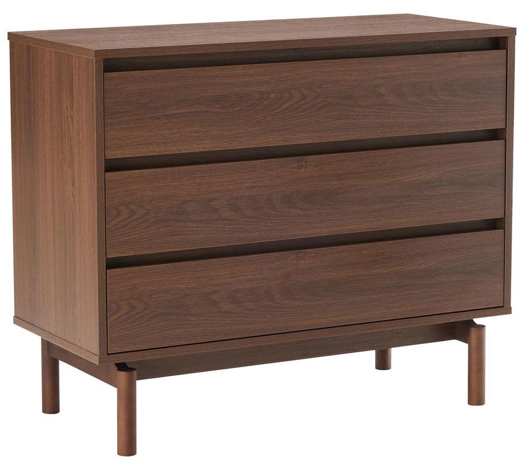 Dunkle Holzkommode mit 3 Schubladen SARAH
