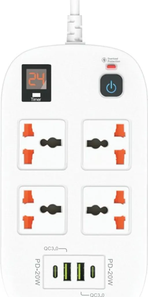 Multiprise USB Anti-Surcharge avec Minuteur et Charge PD20W Quick Charge