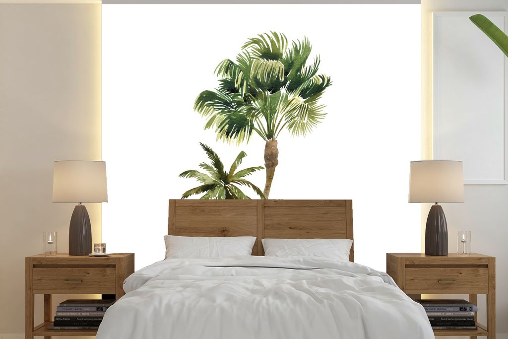 MuchoWow Fototapete für Wohnzimmer oder Schlafzimmer Wandtapete Vinyl Motivtapete Dschungel - Baum - Grün - 240x240 cm - Schlafzimmer-Tapete