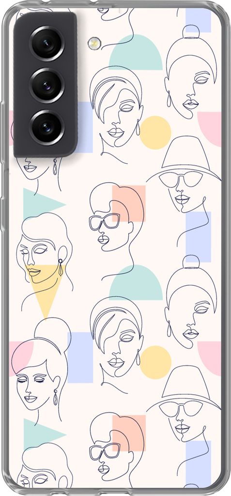 MuchoWow Handyhülle Schutzhülle Hülle für Telefoonhoesje Samsung Galaxy S21 FE Mädchen - Frauen - Muster - Pastell - Mädchen - Kinder - Kin...